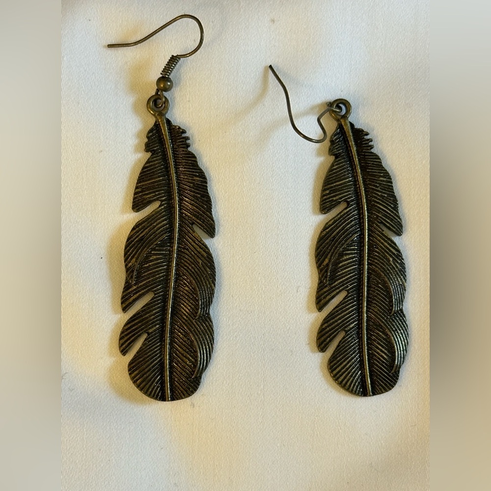 Bronze/Brass Feather Earrings